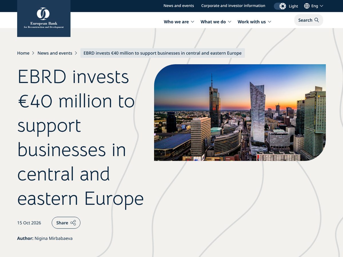 The page of EBRD commits €40 million to Avallon MBO Fund IV as published online