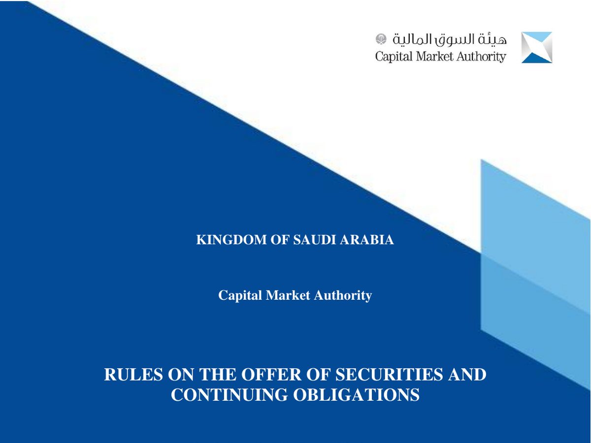 The top of the first page of Rules on the Offer of Securities and Continuing Obligations (English translation, amended by CMA Board resolution 3-6-2026 of 19 January 2026), Article 65